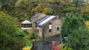An ariel view of the property
